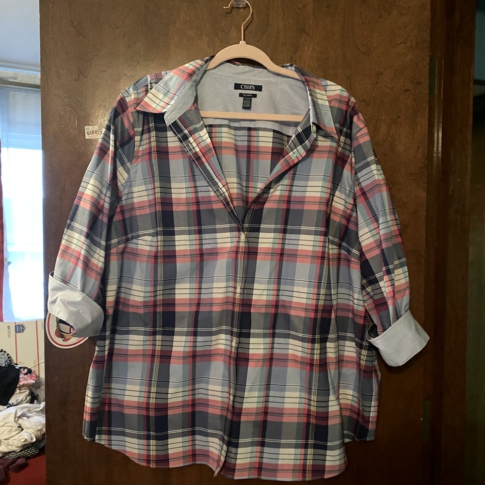 Plus Size Chaps Plus 3/4 Sleeve No Iron Shirt -3XL